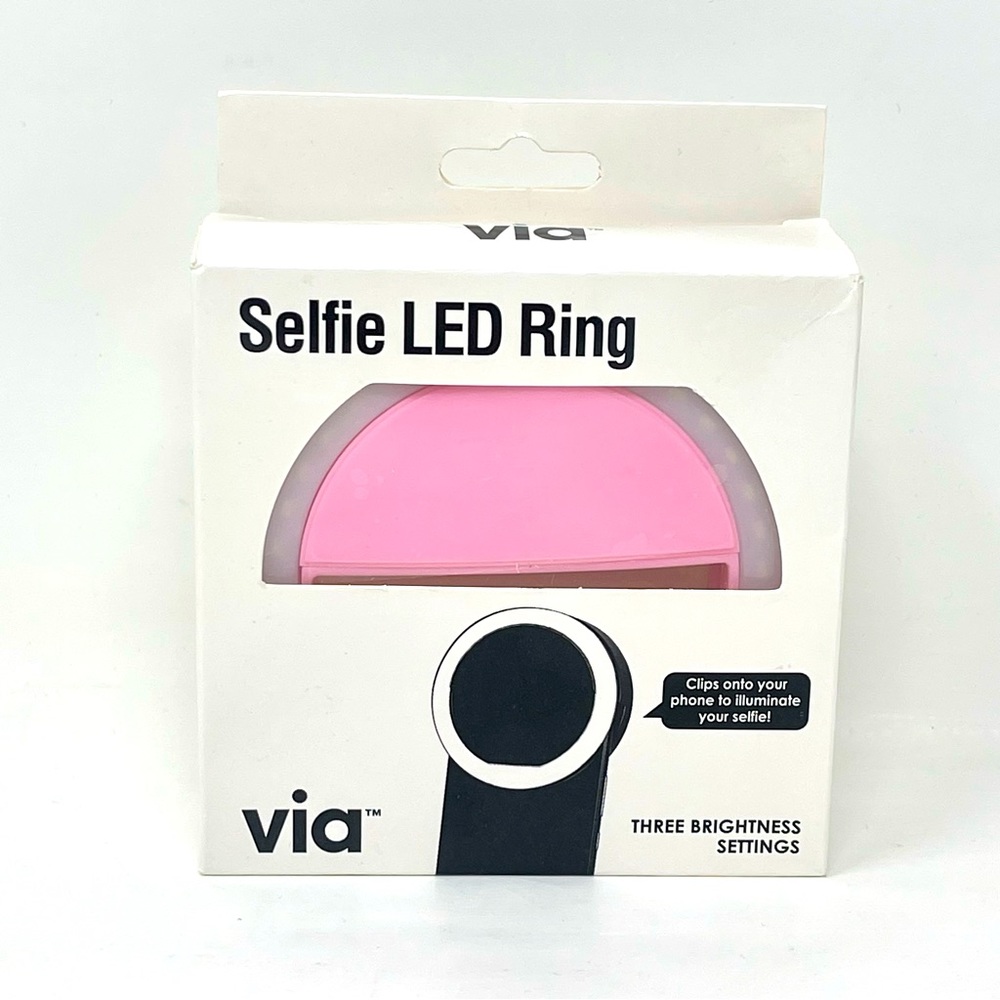 NIB! LED Selfie Clip Light- Pink Portable Travel Light W/ 3 Brightness Settings